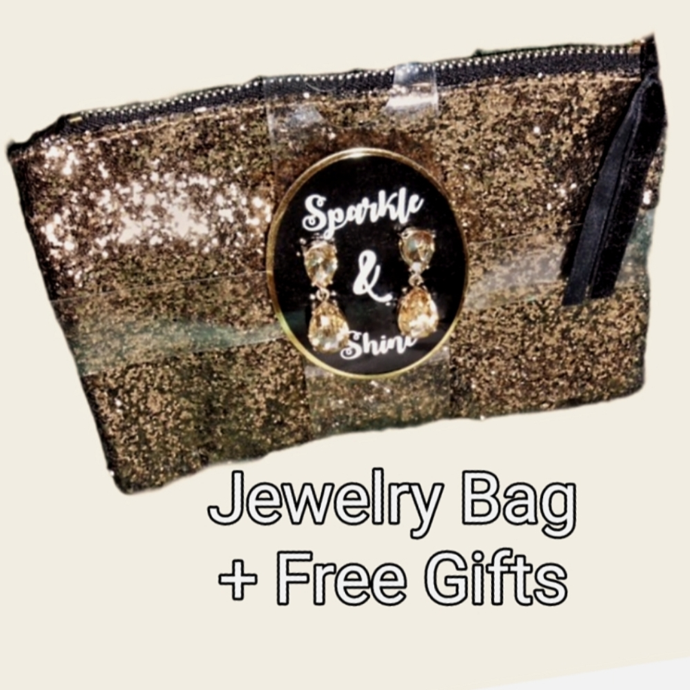 Bronze Gold Glittery Bag + FREE Earrings